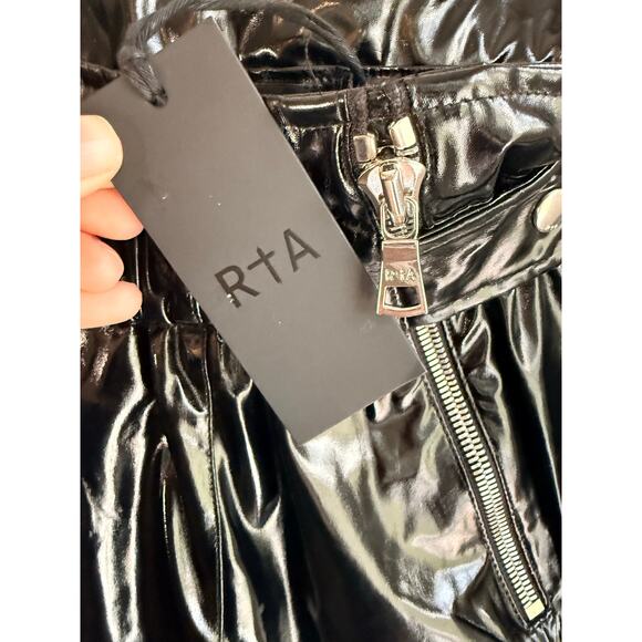 RTA Black Faux Leather Paperbag Pants Size S NWT – High Rise Cropped - Picture 5 of 5